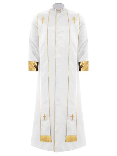 winying Priester Kostüm Herren Halloween Pfarrer Mönch Prediger Langarm Gewänder Robe Cosplay Karneval Mottoparty Weiß XL winying Priester Kostüm Herren Halloween Pfarrer Mönch Prediger Langarm Gewänder Robe Cosplay Karneval Mottoparty Weiß XL von winying