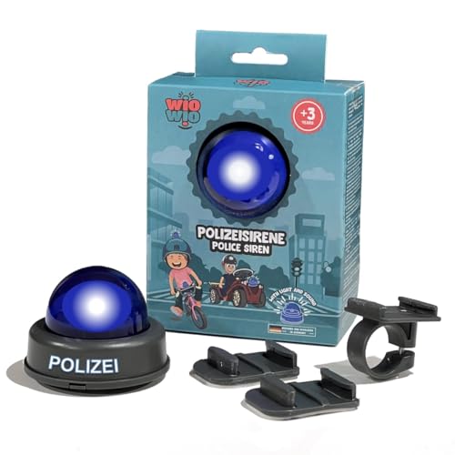 wiowio Polizei Sirene für Kinder, Blaulicht mit Halterung für Helm, Rutschauto, Lenker, Fahrrad, Roller, Geschenk Spielzeug ab 3 Jahre wiowio Polizei Sirene für Kinder, Blaulicht mit Halterung für Helm, Rutschauto, Lenker, Fahrrad, Roller, Geschenk Spielzeug ab 3 Jahre von wiowio