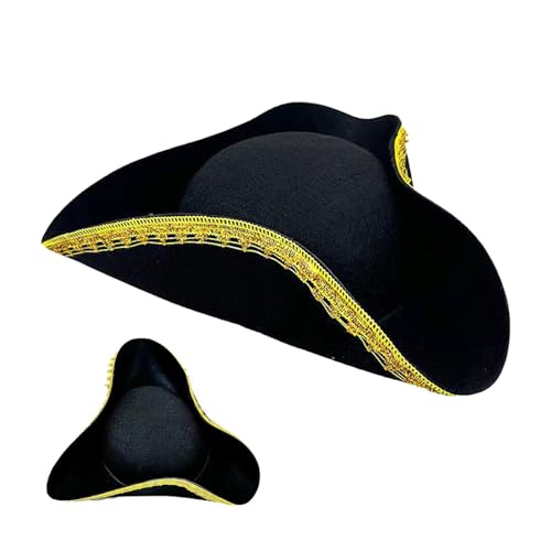 wiroouia Piratenhut Damen | Piraten Rollenspiel Hut Mit Goldverzierungen,Kostümzubehör Verkleidung Kopfschmuck Für Erwachsene Historische Nachstellungen Halloween Party Bühnenaufführungen von wiroouia