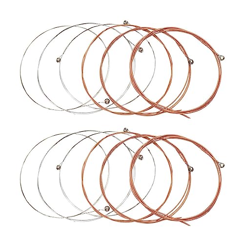 wisoolkic 12 teiliges Gitarrensaiten Set mit Rostschutzbeschichtung, Kupferkern, universeller Ersatz Messingsaitensatz für Anfänger und Erwachsene von wisoolkic