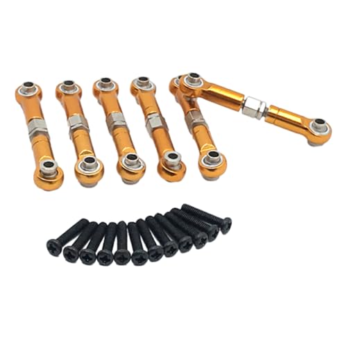 wisoolkic 6 teiliges Lenkstangen Set aus Aluminiumlegierung für 18301 1/18 Straßenfahrzeuge mit Radstand, RC Autozubehör, Ersatzteile, Orange von wisoolkic