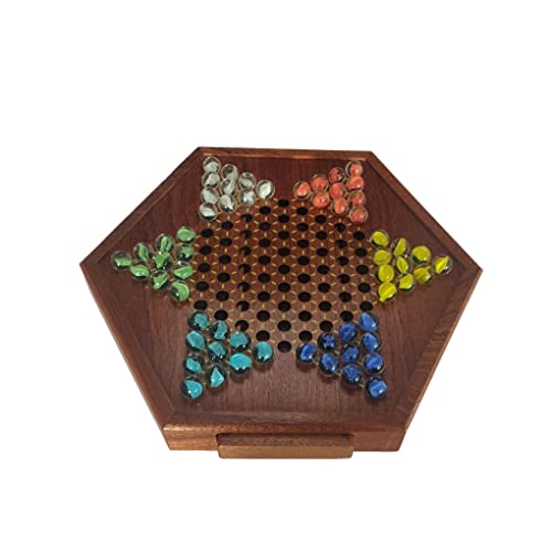 wisoolkic Checkers Board Hexagon Glass Ball Checkers Game Classic Robust Large Strategy Games Children Home School Leisure von wisoolkic