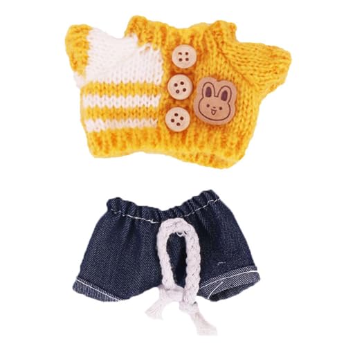 wisoolkic Handgemachtes Labubu Puppenkleidungsset Pullover Jeans Anziehspielpuppe Foto Requisiten und Accessoires Polyester Einzigartig und Niedlich, XM2107 von wisoolkic