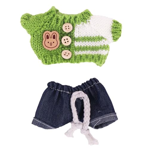 wisoolkic Handgemachtes Labubu Puppenkleidungsset Pullover Jeans Anziehspielpuppe Foto Requisiten und Accessoires Polyester Einzigartig und Niedlich , XM2106 von wisoolkic