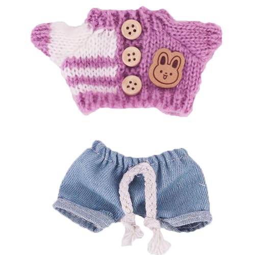 wisoolkic Handgemachtes Labubu Puppenkleidungsset Pullover Jeans Anziehspielpuppe Foto Requisiten und Accessoires Polyester Einzigartig und Niedlich , XM2108 von wisoolkic