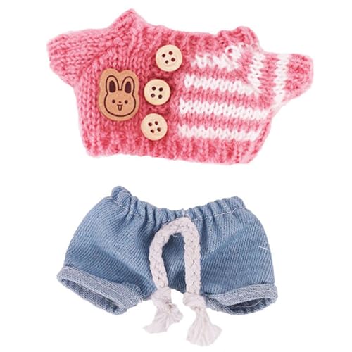 wisoolkic Handgemachtes Labubu Puppenkleidungsset Pullover Jeans Anziehspielpuppe Foto Requisiten und Accessoires Polyester Einzigartig und Niedlich , XM2110 von wisoolkic