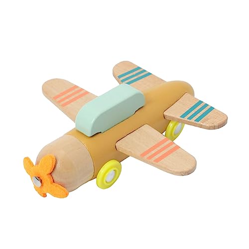wisoolkic Holzflugzeug für Kinder – Für Fantasie und Kreativität aus Holz, pädagogisches Holzflugzeug für Vorschulkinder, Flugzeugspielzeug, orange von wisoolkic