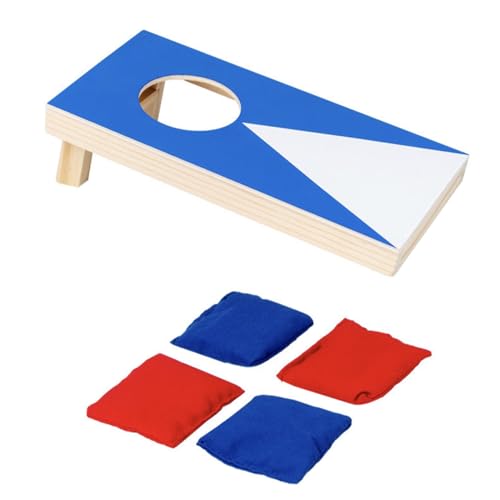 wisoolkic Tragbares Spiel – Maiswurfspiel, Sitzsack, Loch, Sandsäcke, Spaß aus Holz für die Kindheit, – Augenkoordination, für alle Altersgruppen, Klein (blau) von wisoolkic