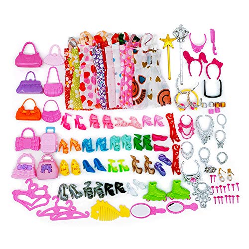 70 Stück Kleidung Accessories für Barbie Puppen, 10 Set Kleid Dress, 30 Stück Schmuckzubehör erhalten Halskette Spiegel Kleiderbügel, 20 Paar Schuhe und 10Pcs Handtasche für 11,5 Zoll Mädchen Puppen 70 Stück Kleidung Accessories für Barbie Puppen, 10 Set Kleid Dress, 30 Stück Schmuckzubehör erhalten Halskette Spiegel Kleiderbügel, 20 Paar Schuhe und 10Pcs Handtasche für 11,5 Zoll Mädchen Puppen von witgift