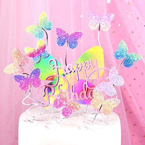 witgift 9 Stücke Schmetterlinge Geburtstag Kuchendekoration,Regenbogen Schmetterling Happy Birthday Kuchen Tortendeko,Cupcake Tortenstecker Kuchendeckel Topper für Mädchen Frauen Dame witgift 9 Stücke Schmetterlinge Geburtstag Kuchendekoration,Regenbogen Schmetterling Happy Birthday Kuchen Tortendeko,Cupcake Tortenstecker Kuchendeckel Topper für Mädchen Frauen Dame von witgift