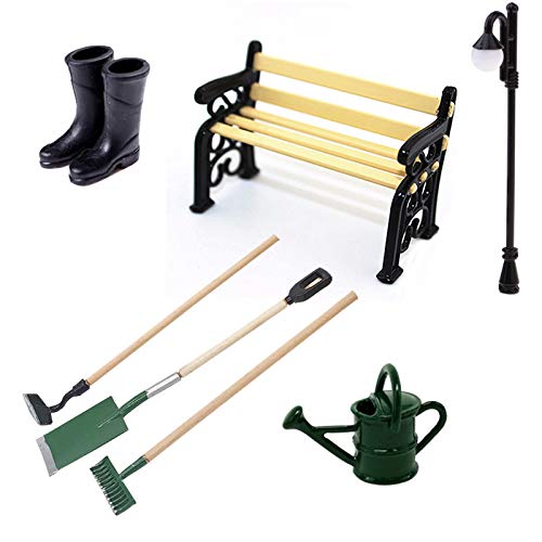 witgift Miniatur Puppenhaus Set Gartengeräte + Gummistiefel +Gießkanne +Parkbank+Straßenlampe Mini Ornament Garten Möbel Deko witgift Miniatur Puppenhaus Set Gartengeräte + Gummistiefel +Gießkanne +Parkbank+Straßenlampe Mini Ornament Garten Möbel Deko von witgift