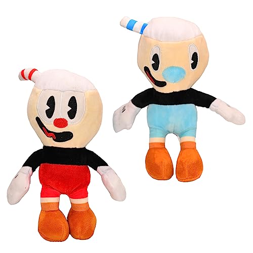 wiztex 2 Stück Cuphead Mugman Plüsch | Cuphead und Mugman Figur Stofftier Cuphead- und Mugman-Spieleliebhaber und Kinder von wiztex