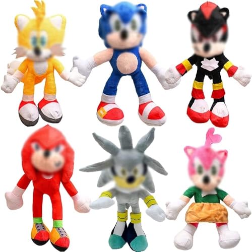 wiztex 6er-Pack Sonic Kuscheltier - Sonic The Hedge Hog Videospiele-Serie - 28 cm Tragbare, gestickte Schwarze Augen Plüschtier - Sonic Spielzeug für Geschenk und Dekoration wiztex 6er-Pack Sonic Kuscheltier - Sonic The Hedge Hog Videospiele-Serie - 28 cm Tragbare, gestickte Schwarze Augen Plüschtier - Sonic Spielzeug für Geschenk und Dekoration von wiztex