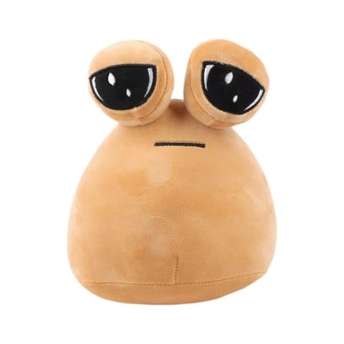 wiztex Pou Kuscheltier - 23 cm Braun Sad Pou - Aliien Plüschtier Verpackt in Deutschland - Anime Plush Toy Geschenk für Kinder und Fans zu Halloween und Weihnachten von wiztex