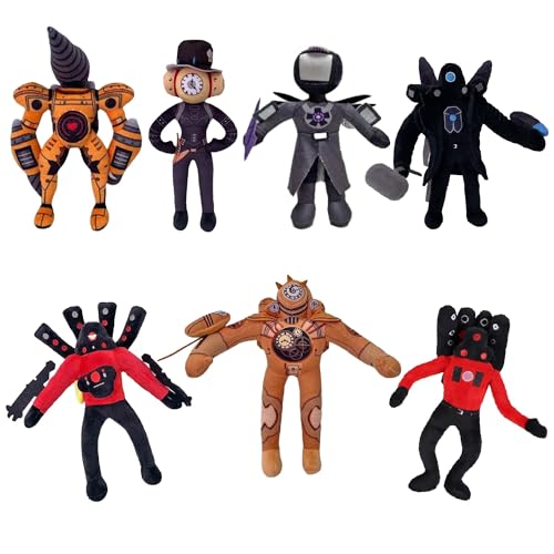 wiztex Skibide Plüschtier Titan Speaker Man Spielzeug Plüschtiere YouTube Vedio Skibidi Plüsch Geschenk für Gaming Fans und Kinder (7-Stück) von wiztex