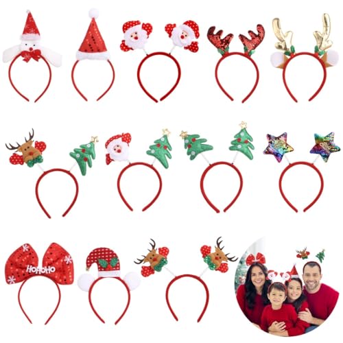 wkao Weihnachts-Stirnbänder mit Weihnachtsmann und Rentier, niedlich, perfekt für Partys, Geburtstage und festliche Veranstaltungen, 12 Stück wkao Weihnachts-Stirnbänder mit Weihnachtsmann und Rentier, niedlich, perfekt für Partys, Geburtstage und festliche Veranstaltungen, 12 Stück von wkao