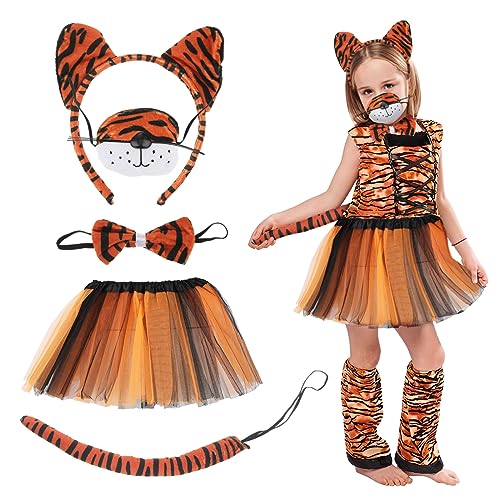 5 Stück Tiger Kostüm,Tierkostüm-Set,Tiger Ohr Stirnband Schwanz Nase Fliege Tutu Rock Set,Tier Verkleidung Zubehör,Dschungel Party Set für Erwachsene Kinder Karneval Cosplay Party (Schwarzes Ohr) 5 Stück Tiger Kostüm,Tierkostüm-Set,Tiger Ohr Stirnband Schwanz Nase Fliege Tutu Rock Set,Tier Verkleidung Zubehör,Dschungel Party Set für Erwachsene Kinder Karneval Cosplay Party (Schwarzes Ohr) von wlertcop