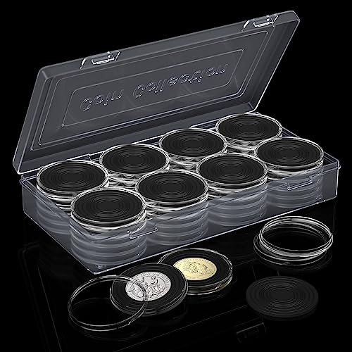 Münzkapseln, 40 Stück, 46 mm, Münzkapseln mit Schaumstoffdichtung, transparent, rund, Münzaufbewahrungsbehälter mit Organizer-Box, Münzaufbewahrungsbox für Münzsammlung, 8 Größen Münzkapseln, 40 Stück, 46 mm, Münzkapseln mit Schaumstoffdichtung, transparent, rund, Münzaufbewahrungsbehälter mit Organizer-Box, Münzaufbewahrungsbox für Münzsammlung, 8 Größen von wlertcop