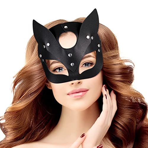 wlertcop Catwoman Make Halloween, Katze MaskeD men Kane MaskeD man Pu Leader Katzenohren Maske Katzen Maske Schwarze Katzenaugenmaske Catwoman Maske Katzen Maske Venezianische Maske für Partei Proms von wlertcop