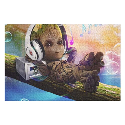 wmyzfs-Toys-1000 Piece Puzzles for Adults Puzzle Groot Listening to Music Child Paper Materials Intellectua Family Games Stress Reliever Toy DIY Birthday Gift-1000 PieceHolzpuzzle(75x50cm) von wmyzfs