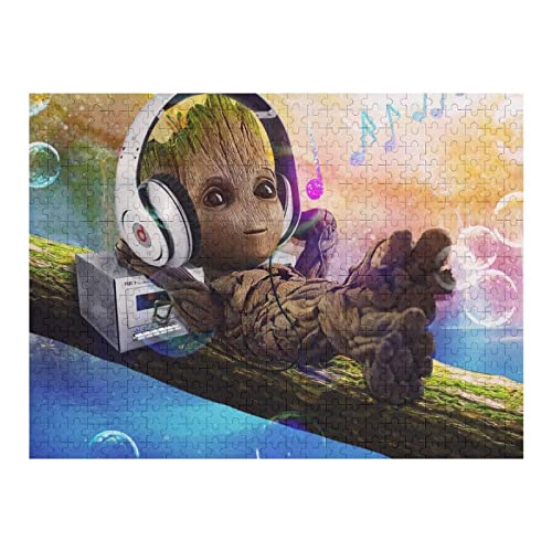 wmyzfs-Toys-500 Piece Puzzles for Adults Puzzle Groot Listening to Music Child Paper Materials Intellectua Family Games Stress Reliever Toy DIY Birthday Gift-500 PieceHolzpuzzle(52x36cm) von wmyzfs