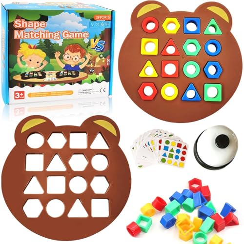 Formen-Zuordnungsspiel, Schnell-Zuordnungs-Brettspiel für geometrische Formen, Farbsensorik-Lernspielzeug für Kinder im Alter von 3–8 Jahren von wodjcks