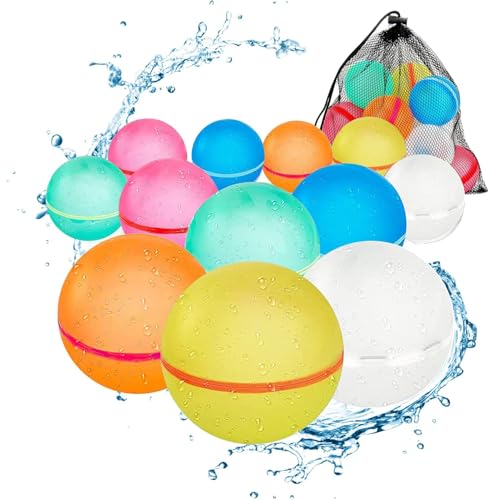 Wasserbomben Wiederverwendbar Magnet, Wasserbomben Selbstschließend, Wiederbefüllbare Silikon Wasserball Water Balloon, Pool Spielzeug Outdoor Spiele Wasserspielzeug Kinder Erwachsene (12er-Pack) von wokar