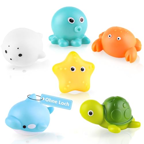 Ohne Loch-Baby Badespielzeug,6 Stück Schimmelfreies Badewannenspielzeug für Baby Kinder Ab 1 2 3 4 Jahr,wasserspielzeug Kinder,Badespielzeug, Badewanne Pool Spielzeug, Badewannenspielzeug für Jungen von wokdsbl