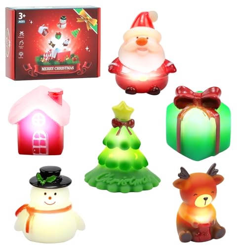 Badespielzeug Leuchtend für Kinder, 6Stück Weihnachts Badewannenspielzeug mit Licht, Baby Wasserspielzeug Ab 1 Jahr, Leuchtspielzeug für Badewanne Geschenk zu Weihnachten von wokdsbl