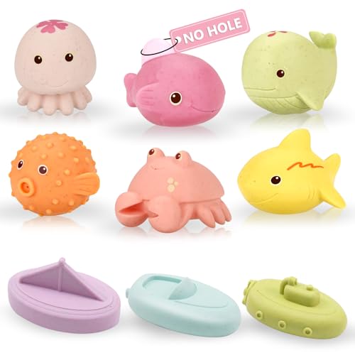 Schimmelfrei Baby Badespielzeug, 9PCS Mould Free Meerestier-Spielzeuge für 1-4 Jahre Alte Kinder, Sicheres PVC Badespielzeug für Jungen und Mädchen, Sinnes-Spielzeug für Badewanne, Pool und Strand Schimmelfrei Baby Badespielzeug, 9PCS Mould Free Meerestier-Spielzeuge für 1-4 Jahre Alte Kinder, Sicheres PVC Badespielzeug für Jungen und Mädchen, Sinnes-Spielzeug für Badewanne, Pool und Strand von wokdsbl
