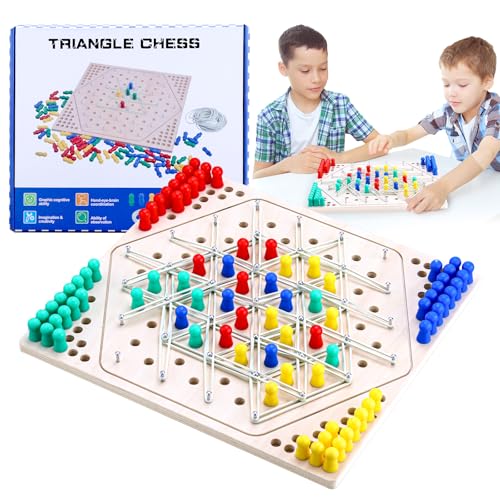 Triggle-Spiel Gummibänder, Kettendreieck Schachspiel, Triggle Brettspiel, Lustiges Ketten-Dreieck-Spiel, klassisches Strategie-Steckbrettspiel zum Sammeln, Chain Triangle Game Triggle-Spiel Gummibänder, Kettendreieck Schachspiel, Triggle Brettspiel, Lustiges Ketten-Dreieck-Spiel, klassisches Strategie-Steckbrettspiel zum Sammeln, Chain Triangle Game von wokdsbl