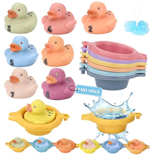 Wasserspielzeug für Kinder – 16 Schimmelfreie Poolspielzeuge mit Zahlen, 8 Digitale Enten und 8 Stapelbare Badewannenschiffe, Badespielzeug für Babys ab 1 Jahr, Ideal für Badewanne und Schwimmbad Wasserspielzeug für Kinder – 16 Schimmelfreie Poolspielzeuge mit Zahlen, 8 Digitale Enten und 8 Stapelbare Badewannenschiffe, Badespielzeug für Babys ab 1 Jahr, Ideal für Badewanne und Schwimmbad von wokdsbl