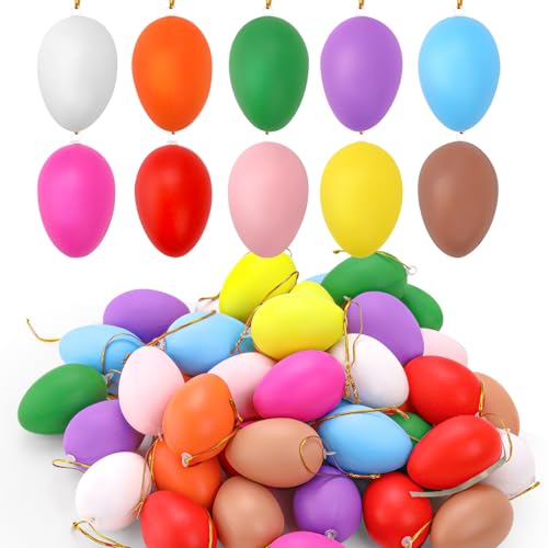 wokdsbl 50 Stück Ostereier Plastik zum Aufhängen,Plastik Ostereier Dekorieren,Hänge-Deko für den Osterstrauß,Eier Ostern Deko für Ostern Baum Dekoration Dekoration,Größe: 6x4 von wokdsbl