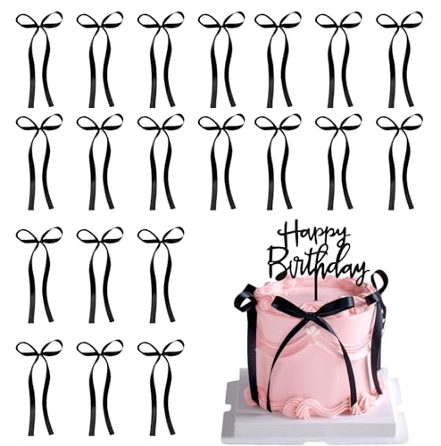 wokdsbl Tortendeko Geburtstag mit Happy Birthday Cake Topper und 20 Schleifen – Kuchendeko Schwarz – Elegante Tortendeko für Geburtstagskuchen, Party und Deko Idee für Mädchen & Jungen wokdsbl Tortendeko Geburtstag mit Happy Birthday Cake Topper und 20 Schleifen – Kuchendeko Schwarz – Elegante Tortendeko für Geburtstagskuchen, Party und Deko Idee für Mädchen & Jungen von wokdsbl
