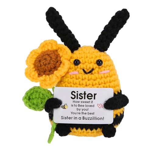 wompolle Positive Häkelgeschenke für Schwester, Weihnachtsgeschenk, Geburtstagsgeschenk für Schwester, Dekoration, lustig, Mini-Positiv-Häkel-Bienentiere, Bestätigung, Unterstützung, Geschenke wompolle Positive Häkelgeschenke für Schwester, Weihnachtsgeschenk, Geburtstagsgeschenk für Schwester, Dekoration, lustig, Mini-Positiv-Häkel-Bienentiere, Bestätigung, Unterstützung, Geschenke von wompolle