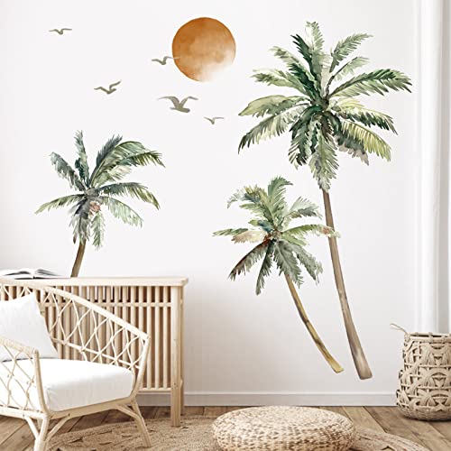 wondever Wandtattoo Palme Baum Groß Boho Wandaufkleber Tropische Pflanzen Palme Wandsticker Wanddeko für Schlafzimmer Wohnzimmer TV Hintergrund (H: 162cm) von wondever