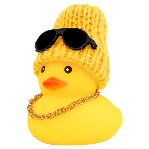 Gummiente Auto Ornamente gelbe Ente Auto Armaturenbrett Dekorationen mit Propeller Helm für Weihnachtsdekoration und Heimdekorationen für Erwachsene (U-Gelb) von wonuu