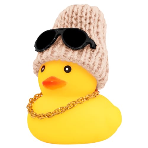 Wonuu Gummiente Auto Ornament Gelbe Ente mit Propellerhelm Lustige Auto Armaturenbrett Dekoration Stressabbau Spielzeug Weihnachten Dekor von wonuu