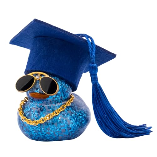 wonuu 2025 Bunte Auto-Enten, Gummiente, Auto-Armaturenbrett, Dekoration, Ornament, Ente mit Abschlusshut, Brille, Halskette, für Arzt, Meister, Junggesellenabschied, Glitzer, Dunkelblau wonuu 2025 Bunte Auto-Enten, Gummiente, Auto-Armaturenbrett, Dekoration, Ornament, Ente mit Abschlusshut, Brille, Halskette, für Arzt, Meister, Junggesellenabschied, Glitzer, Dunkelblau von wonuu