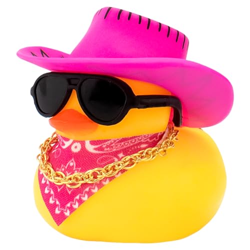 wonuu Auto Dekorationen Streifen Cowboyhut Gummienten Armaturenbrett Gummiente für Auto Ornament Niedliche Ente mit Hut, Brille, Halskette, Schal, Rosa wonuu Auto Dekorationen Streifen Cowboyhut Gummienten Armaturenbrett Gummiente für Auto Ornament Niedliche Ente mit Hut, Brille, Halskette, Schal, Rosa von wonuu