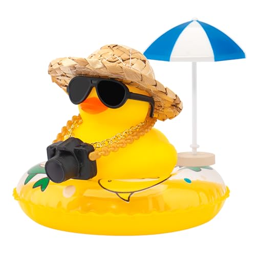 wonuu Auto Gummienten, Armaturenbrett Dekorationen Schwimmente für Auto Ornament Zubehör mit Strohhut, Brille, Sonnenbrille, Sonnenschirm, Schwimmring, Mini Kamera Delphin Ring Gelb wonuu Auto Gummienten, Armaturenbrett Dekorationen Schwimmente für Auto Ornament Zubehör mit Strohhut, Brille, Sonnenbrille, Sonnenschirm, Schwimmring, Mini Kamera Delphin Ring Gelb von wonuu
