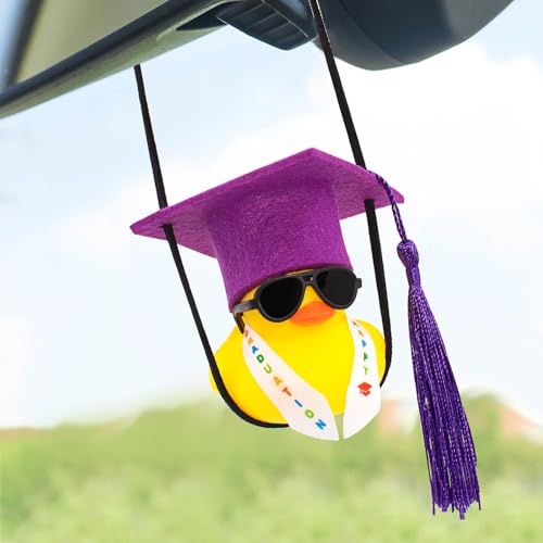 wonuu Graduation Swinging Rubber Duck with Stole Sash Sunglasses Degree Hat, Car Rearview Mirror Hanging Accessories Mini Ducky Ornament for Graduate Gifts, Purple wonuu Graduation Swinging Rubber Duck with Stole Sash Sunglasses Degree Hat, Car Rearview Mirror Hanging Accessories Mini Ducky Ornament for Graduate Gifts, Purple von wonuu