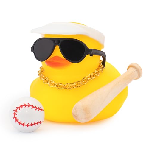 wonuu Gummi-Ente Auto-Ornamente Armaturenbrett-Dekorationen für cooles Autozubehör mit Baseball von wonuu
