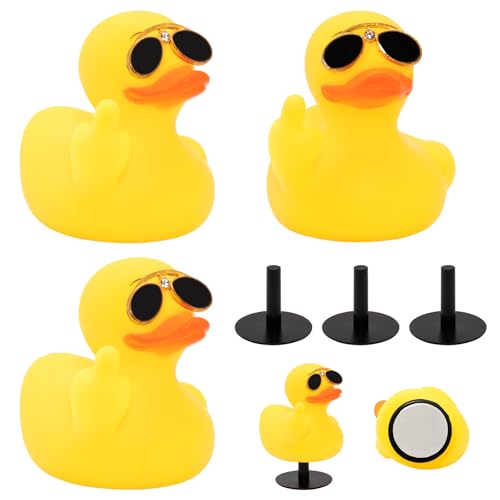 wonuu Gummi-Ente für Auto, Diamanten, Mittelfinger-Ente, Ornament, Armaturenbrett, Dekoration, witziges Autozubehör, 3 Stück wonuu Gummi-Ente für Auto, Diamanten, Mittelfinger-Ente, Ornament, Armaturenbrett, Dekoration, witziges Autozubehör, 3 Stück von wonuu