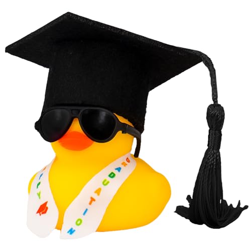 wonuu Gummi-Ente zum Schulabschluss, Auto-Armaturenbrett-Ornament, Party-Dekoration, Abschlussgeschenke für Sie und Ihn, Abitur-Abschluss für Senioren, Doktoranden, Universität, lustiges Geschenk für von wonuu
