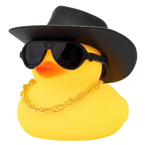 wonuu Gummiente Auto Ornamente Gelbe Ente Auto Armaturenbrett Dekorationen mit Propeller Helm für Weihnachtsdekoration und Heimdekorationen für Erwachsene von wonuu