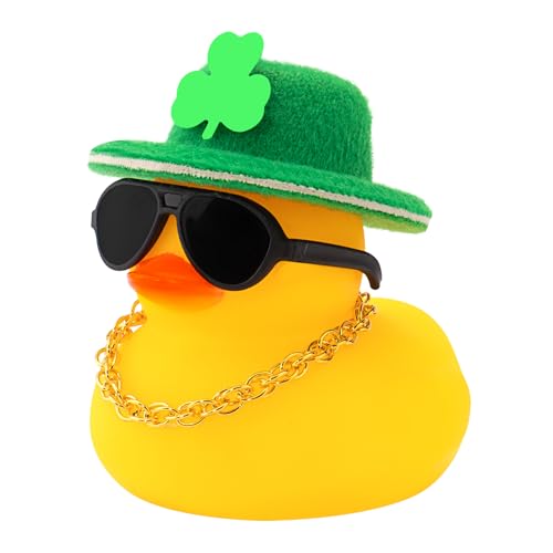 wonuu St. Patrick's Day Auto Dekorationen Gummiente, Armaturenbrett Grüne Kleeblätter Hut Ente für Auto Ornament Zubehör Enten mit Zylinderhut Kunststoff Brille Kette wonuu St. Patrick's Day Auto Dekorationen Gummiente, Armaturenbrett Grüne Kleeblätter Hut Ente für Auto Ornament Zubehör Enten mit Zylinderhut Kunststoff Brille Kette von wonuu
