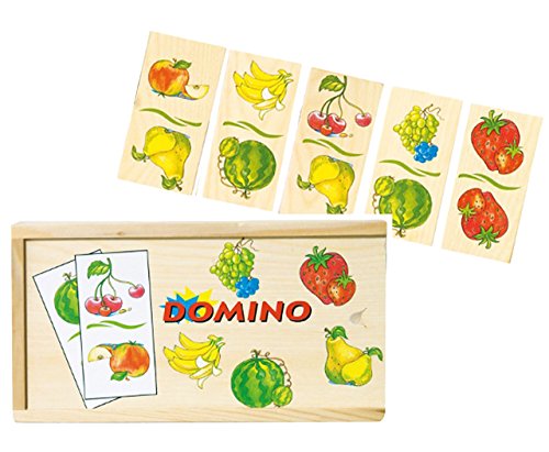 Legespiel / Lernspiel - Holz Domino - Früchte / Obst & Gemüse - Holzdomino - Essen lernen - Holzspielzeug - Banane, Obst, Erdbeere - üben - Erinnerung von woody