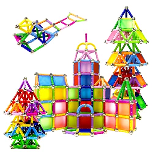 woollywink Magnetische Konstruktion für Kinder, 244 Teile, magnetisches Spielzeug-Set für Kinder ab 6 Jahren, Magnetbauspiele, 3D-Puzzle, für Gehirntraining, Geschenk für Mädchen und Jungen von woollywink