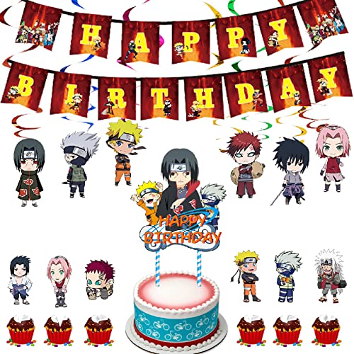 32 Stücke Naruto Thema Dekorationen Party Supplies, Wopin Geburtstag Deko Set Dekoration Geburtstag, Alles Gute Zum Geburtstag Banner Geburtstag Kuchen Topper 32 Stücke Naruto Thema Dekorationen Party Supplies, Wopin Geburtstag Deko Set Dekoration Geburtstag, Alles Gute Zum Geburtstag Banner Geburtstag Kuchen Topper von wopin